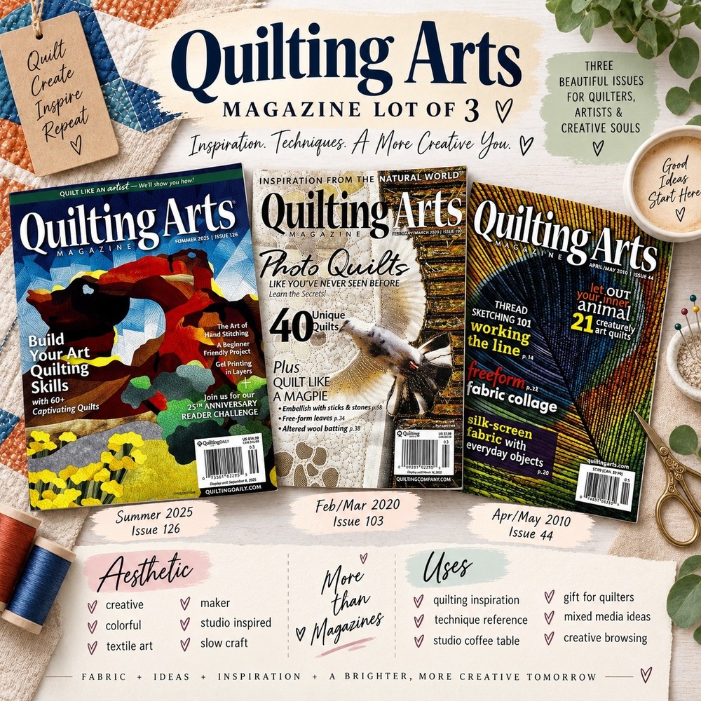 Quilting Arts Magazine Lot 3 Issues Art Quilting Fiber Art Cozy Nostalgia Warmth